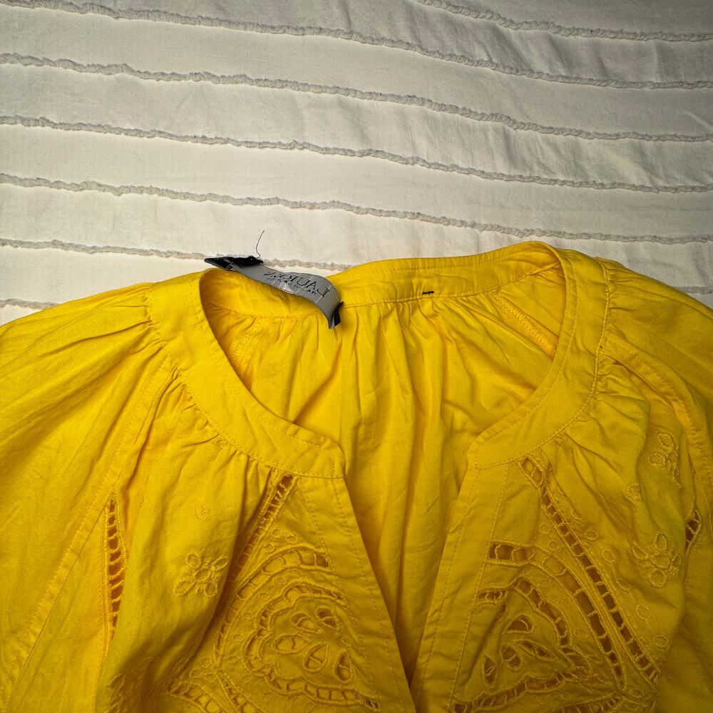 Lauren Ralph Lauren Yellow Embroidered Cotton Dress Women's 12 Boho Summer Euro - Picture 5 of 16
